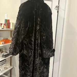 All black double breasted mink coat. Five generations